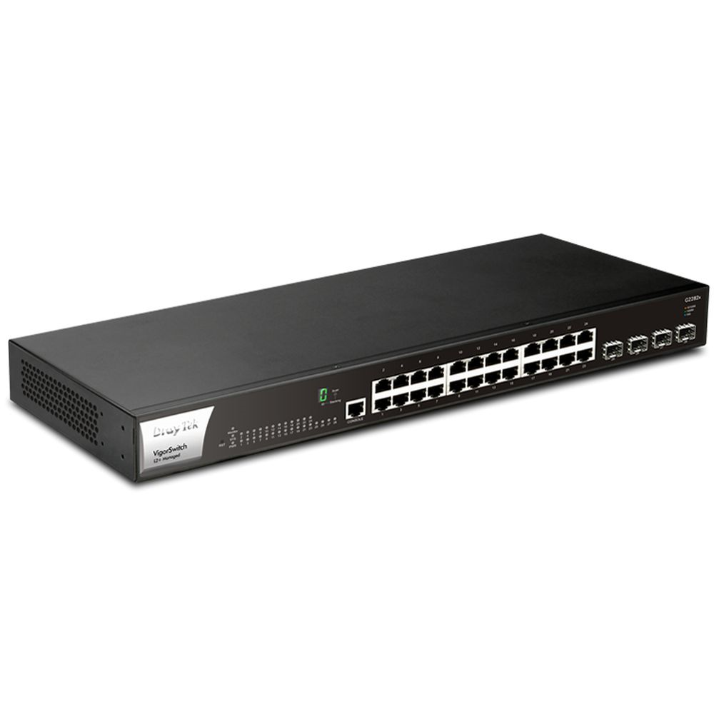 VigorSwitch G2282x 24 poorts Gigabit + 4 SFP+  (10 Gigabit) poorten Layer 2+ managed switch,